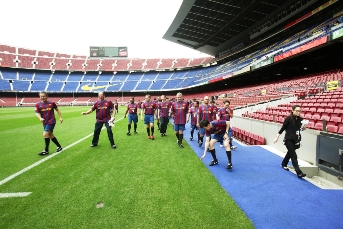 bedrijfsuitje in stadion Nou Camp Barcelona